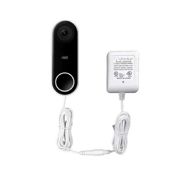 OhmKat Video Doorbell Power Supply - Compatible with Nest Hello (White)