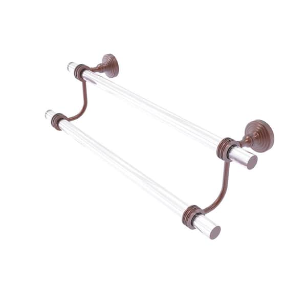 Allied Brass Pacific Grove Collection 24 in. Wall Mounted Double Towel Bar with Dotted Accents in Antique Copper