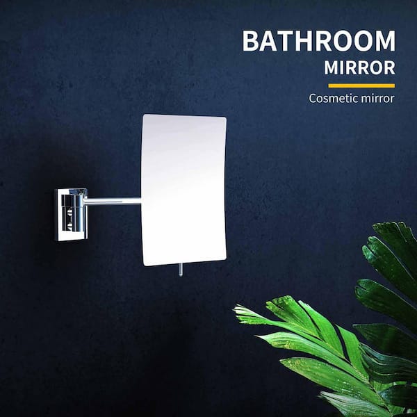 Unbranded 6.2 in. W x 9.4 in. H Rectangular Frameless Wall Mount Bathroom Vanity Mirror Two-Sided Makeup Mirror 360 Degree
