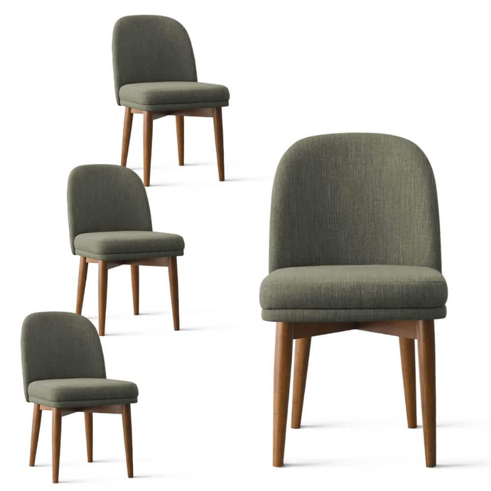 Modern Solid Wood Dining Chairs Set of 4, Green Upholstered Parson Chairs with Curved Back, Mid-Century price history on PriceWatchPro