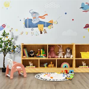 Kids 2-Shelf Bookcase 5-Cube Wood Toy Storage Cabinet withShelves Beige