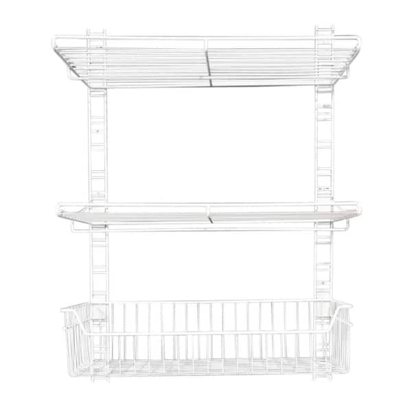 39 in. x 18 in. White Steel Rail Wall Bracket System for Wire Shelving