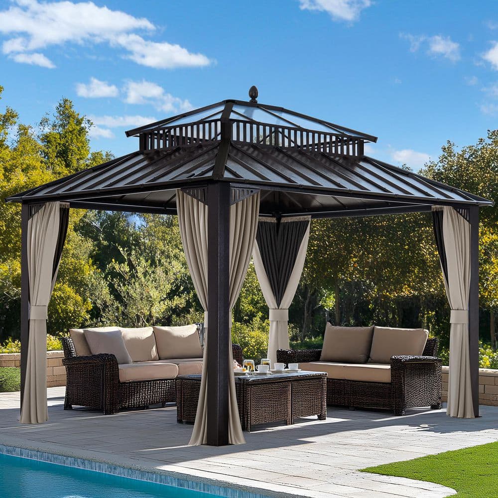 Sunjoy Kingston 12 ft. x 10 ft. Hardtop Gazebo with Steel and PC