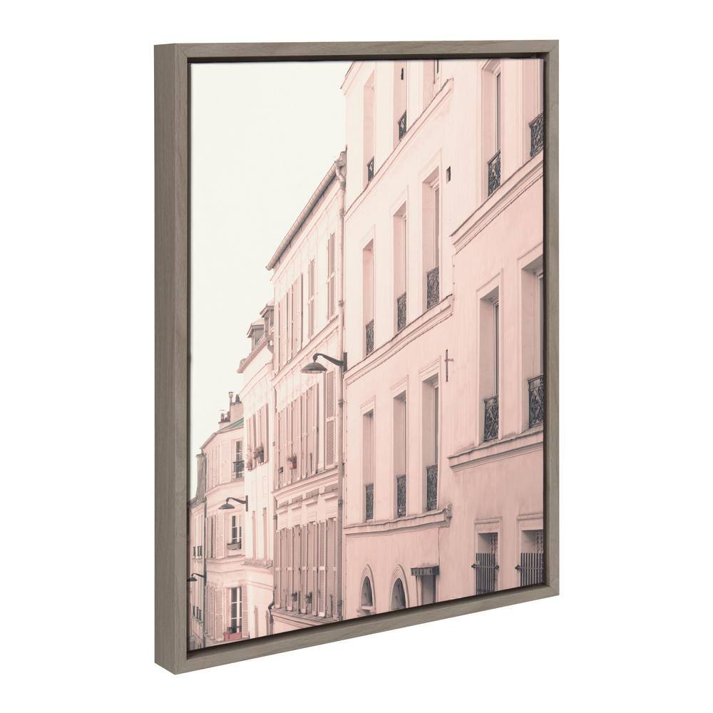 Parisian Perspective 18x24 Gray Framed Canvas Wall Art