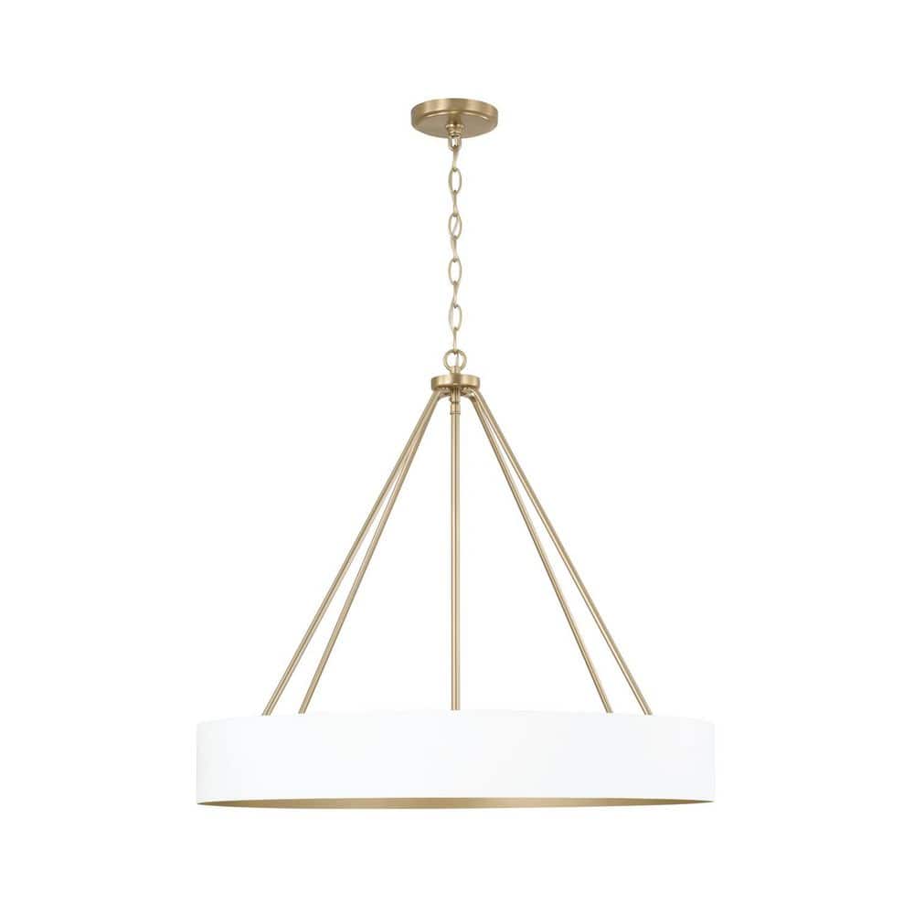27.50 in. W x 24.25 in. H 4-Light Modern Circular Metal Chandelier in Matte White with Painted Matte Brass Interior price history on PriceWatchPro