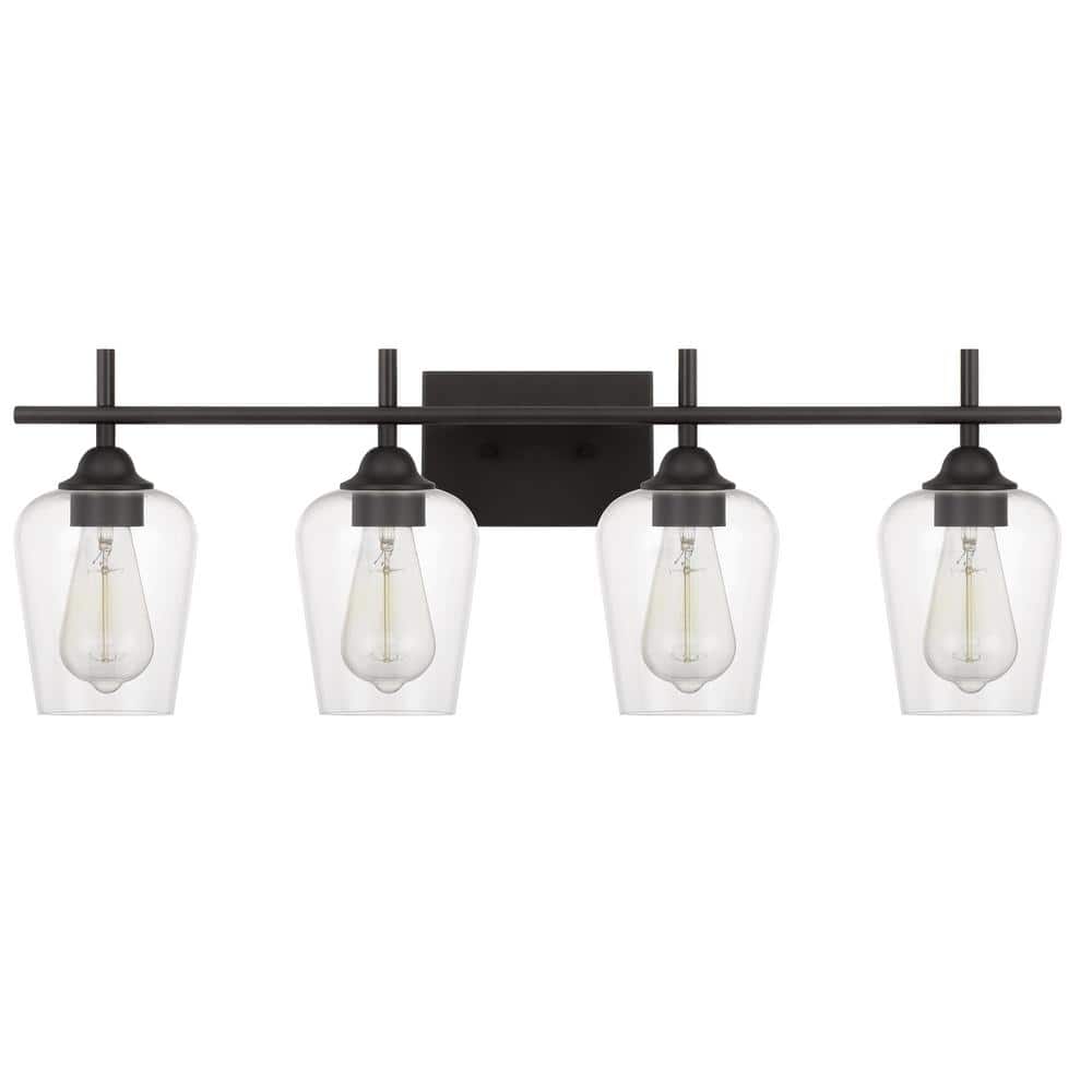 Bacchus Antique Bronze 4-Light Vanity with Clear Glass Shades