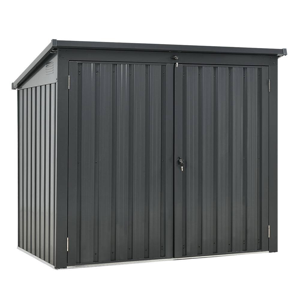 5.18 ft. W x 3.1 ft. D Black Garbage Bin Shed Stores 2 Trash Cans Metal Outdoor Bin Shed Garbage Storage (16 sq. ft.) price history on PriceWatchPro