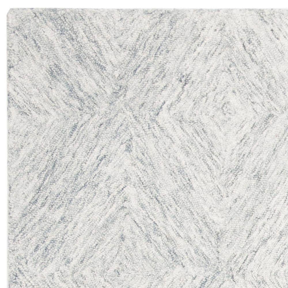 Handmade Scandinavian Gray Wool Abstract Geometric Area Rug