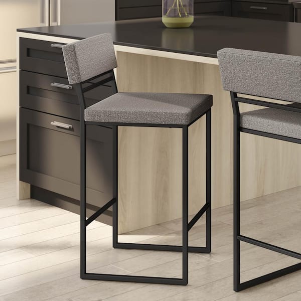 Amisco Everly 26 in. Silver Grey Polyester/Black Metal Counter Stool
