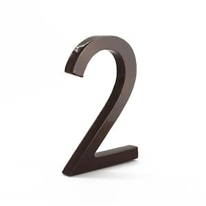 4 in. Roman Bronze Aluminum Floating or Flat Modern House Number 2