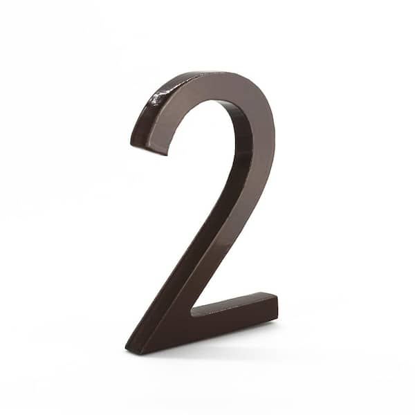 Montague Metal Products 4 in. Roman Bronze Aluminum Floating or Flat Modern House Number 2
