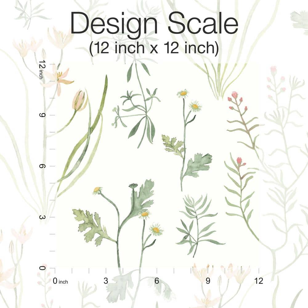 Peach and Orange Botanical Peel & Stick Wallpaper Roll