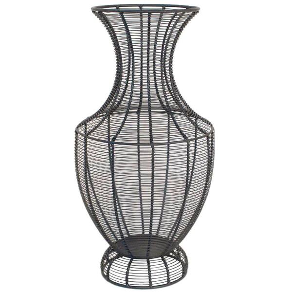Home Decorators Collection Jorgen 18 in. H x 9 in. Black Round Wire Vase