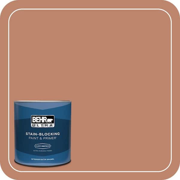 BEHR ULTRA 1 qt. #QE-03 Clay Ground Extra Durable Satin Enamel Interior Paint & Primer
