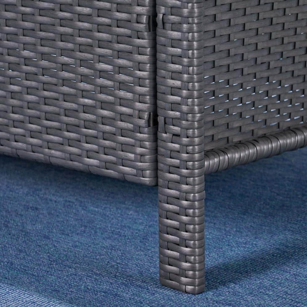 Gray Wicker and Steel Three-Seater Outdoor Sofa