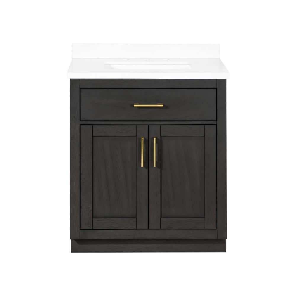 Bailey 30" Matte Black Single Sink Vanity with White Quartz Top