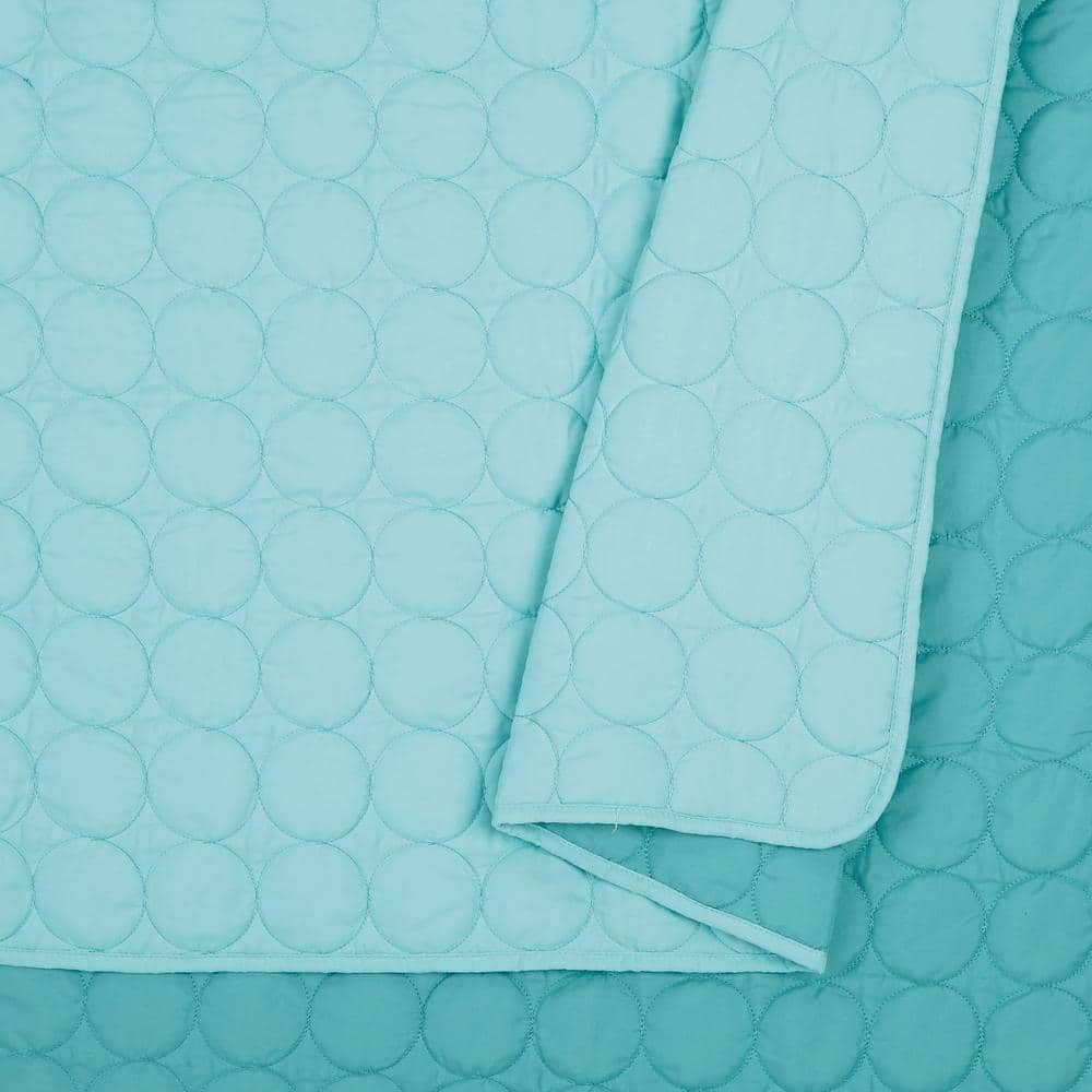 Aqua Blue Twin Reversible Microfiber Kids Quilt Set