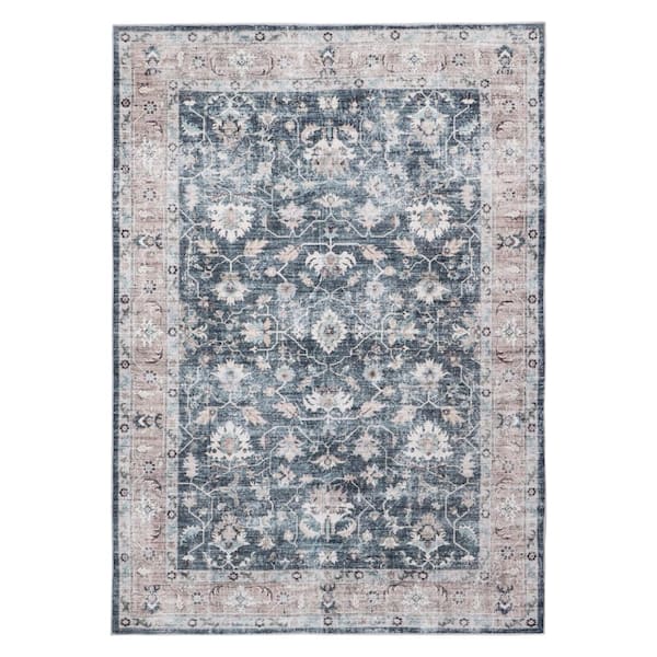 Machine Washable Midnight Garden 3 ft. x 5 ft. Paisley Kitchen/Bedroom/Living Room Indoor Area Rug