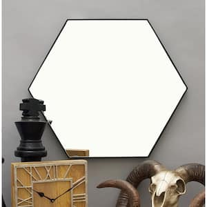 21 in. x 24 in. Hexagon Framed Black Wall Mirror with Thin Minimalistic Frame