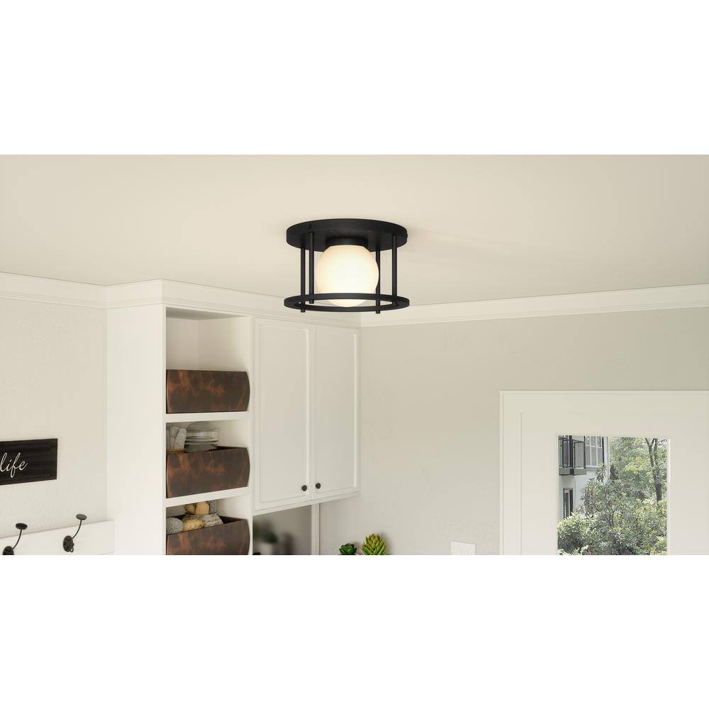 Matte Black Glass 10" Modern Flush Mount Light