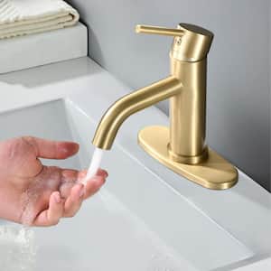 ABA Single Hole Single-Handle Bathroom Faucet Deckplate Included in Brushed gold