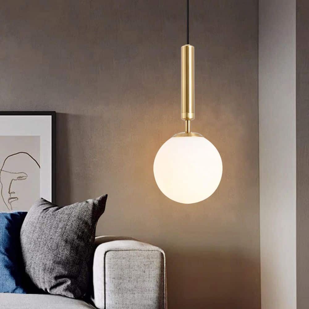 10-Watt 1-Light Aged Brass Mid Century Modern Mini Globe Pendant Lighting Hanging Light with Milk White Glass Shade price history on PriceWatchPro