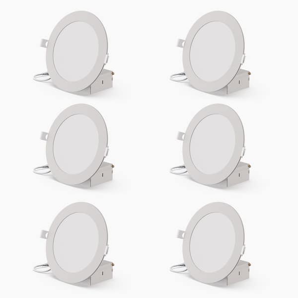 6 in. 5CCT Selectable 12-Watt 1050 Lumens Ultra-Thin Integrated LED Light Kit, Flush Mount, Dimmable, Wet Rated (6-Pack)