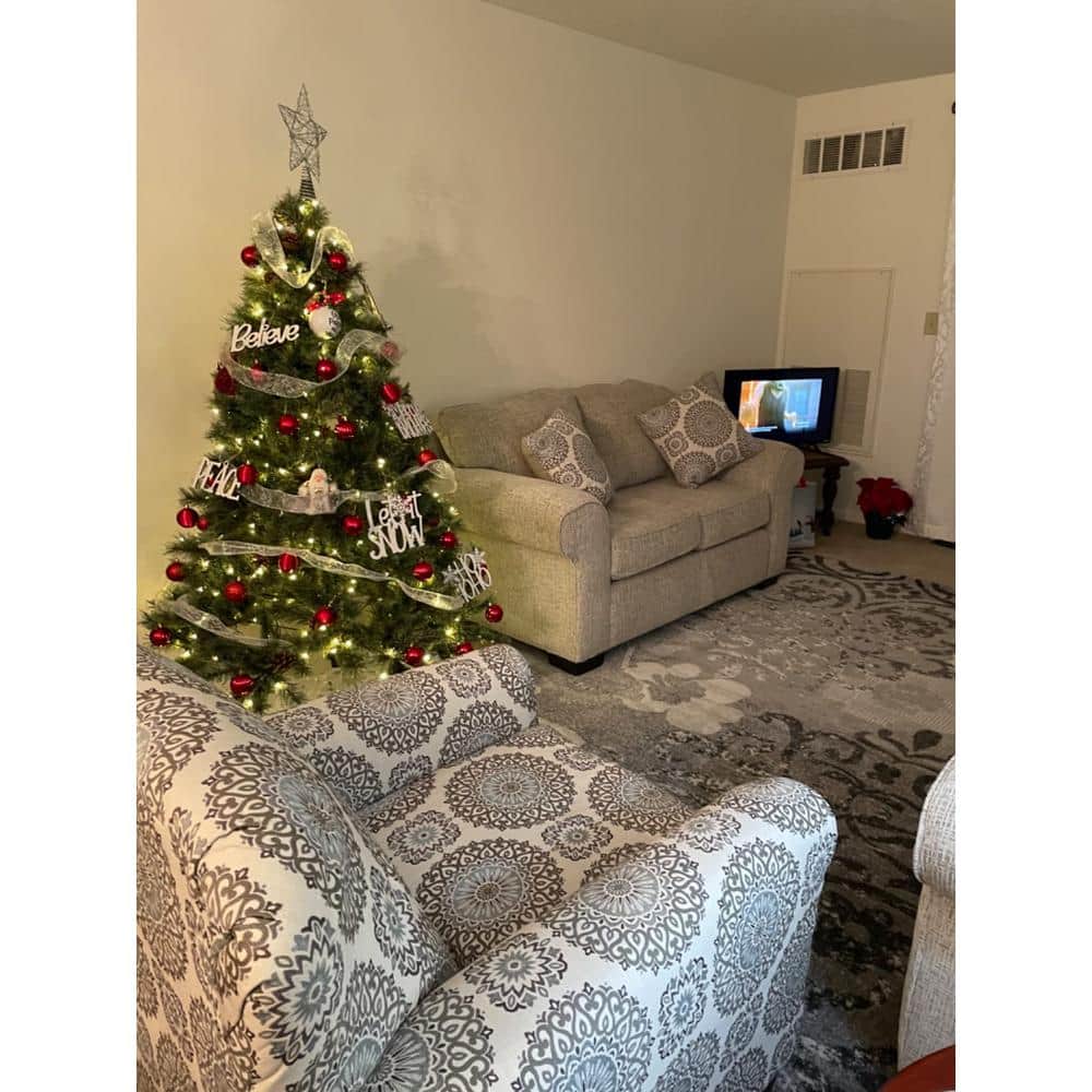 6ft Pre-Lit Pine Christmas Tree with Pine Cones and LED Lights