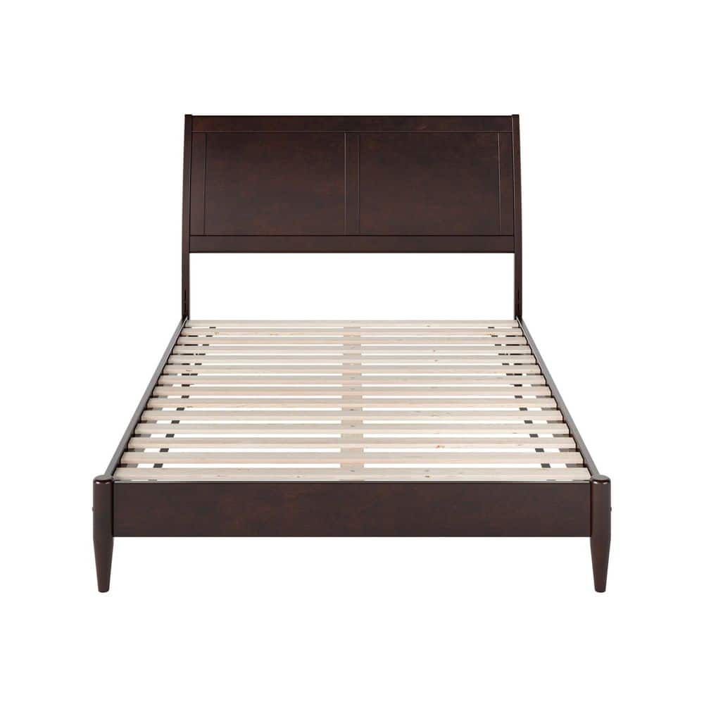 Valencia Espresso Full Wood Sleigh Platform Bed with Slats