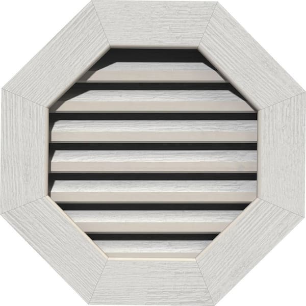 23" x 23" Octagon Primed Rough Sawn Western Red Cedar Wood Paintable Gable Louver Vent Functional