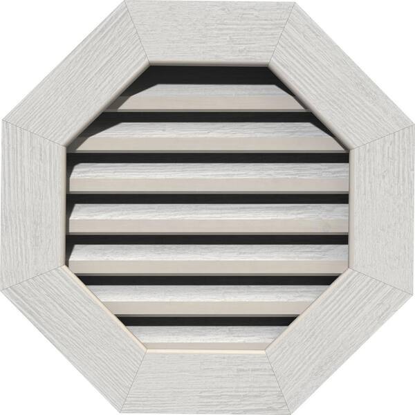 Ekena Millwork 27" x 27" Octagon Primed Rough Sawn Western Red Cedar Wood Paintable Gable Louver Vent Functional