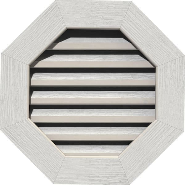 Ekena Millwork 33" x 33" Octagon Primed Rough Sawn Western Red Cedar Wood Paintable Gable Louver Vent Functional