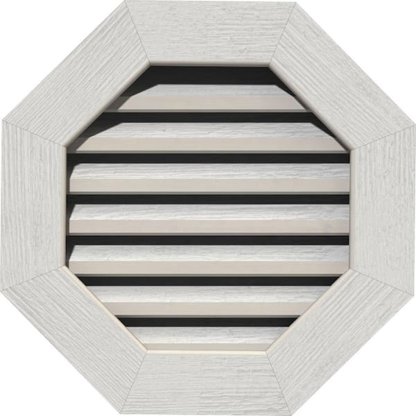 Ekena Millwork 41" x 41" Octagon Primed Rough Sawn Western Red Cedar Wood Paintable Gable Louver Vent Functional