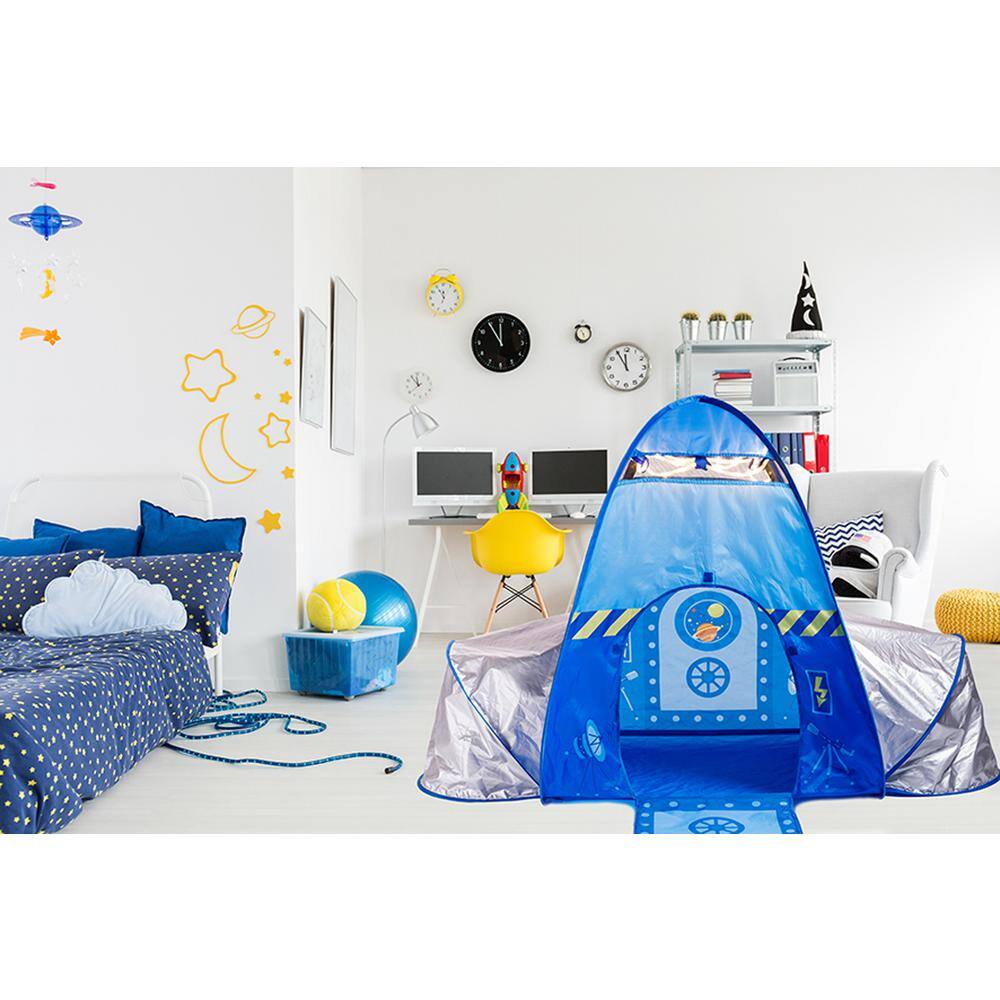Fun2Give Blue and Silver Rocket Play Tent with Lights