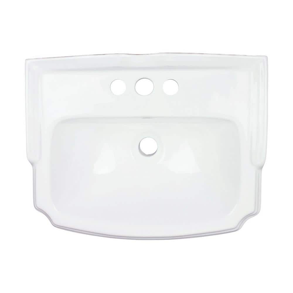 White Ceramic Pedestal Bathroom Sink with Overflow