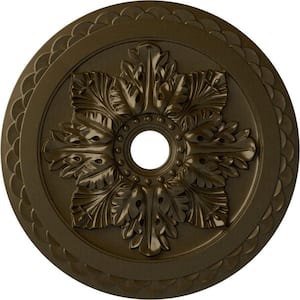 23-5/8" x 3" ID x 2" Bordeaux Deluxe Urethane Ceiling Medallion (Fits Canopies upto 4"), Brass