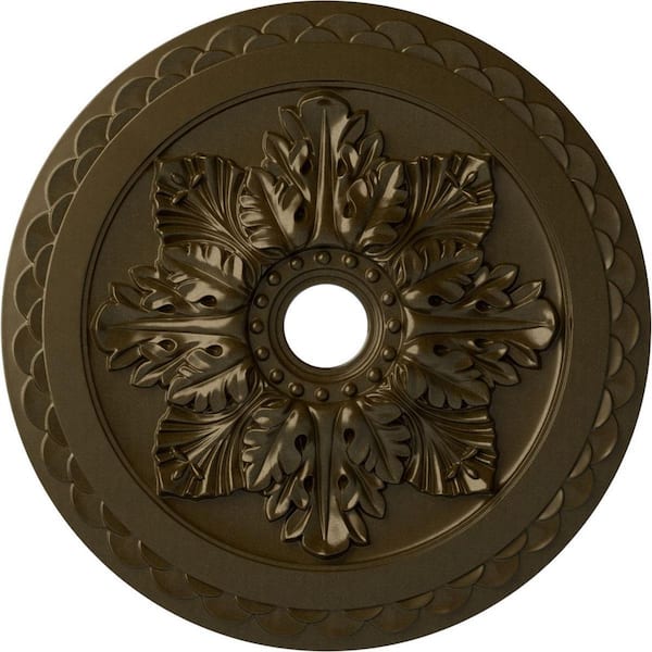 Ekena Millwork 23-5/8" x 3" ID x 2" Bordeaux Deluxe Urethane Ceiling Medallion (Fits Canopies upto 4"), Brass