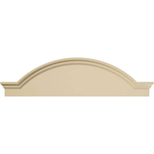 58 in. W x 15-1/2 in. H x 2-1/2 in. P Segment Arch with Flankers Smooth Signature Urethane Pediment, Primed Tan