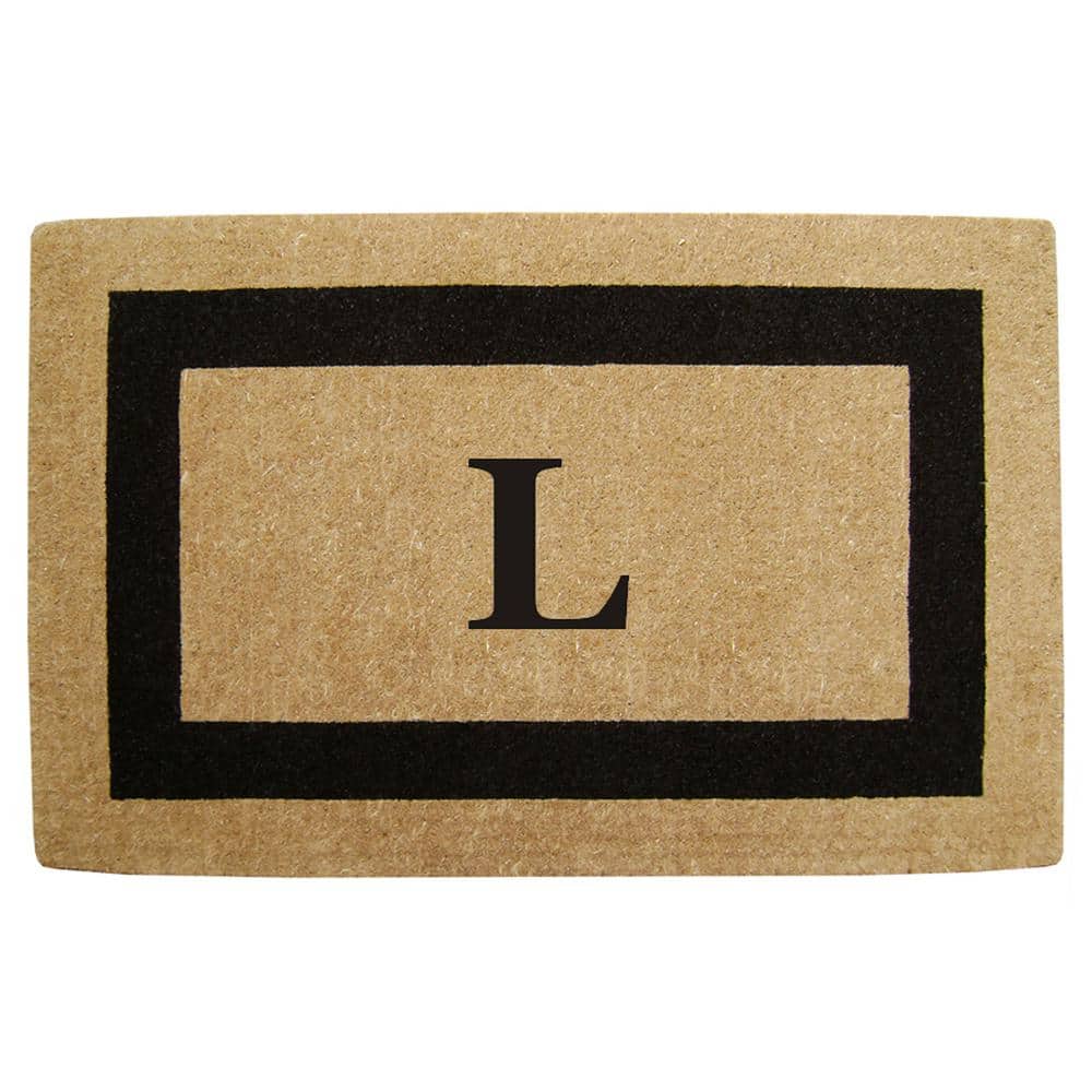 Heavy Duty Brown 30 in. x 48 in. Coir Single Picture Frame Monogrammed L Indoor Outdoor Door Mat price history on PriceWatchPro