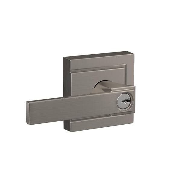 Schlage Custom Northbrook Satin Nickel Upland Trim Keyed Entry Door Lever F51a Nbk 619 Uld 4906