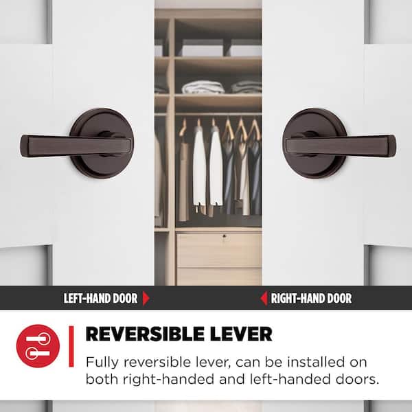 Kwikset Trafford Venetian Bronze Reversible Hall Closet Bedroom