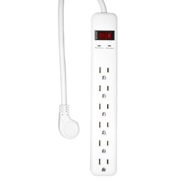 PRIVATE BRAND UNBRANDED 6-Outlet Power Strip Surge Protector, White