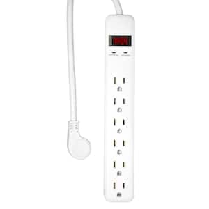 3 ft. 6-Outlet Power Strip Surge Protector, White
