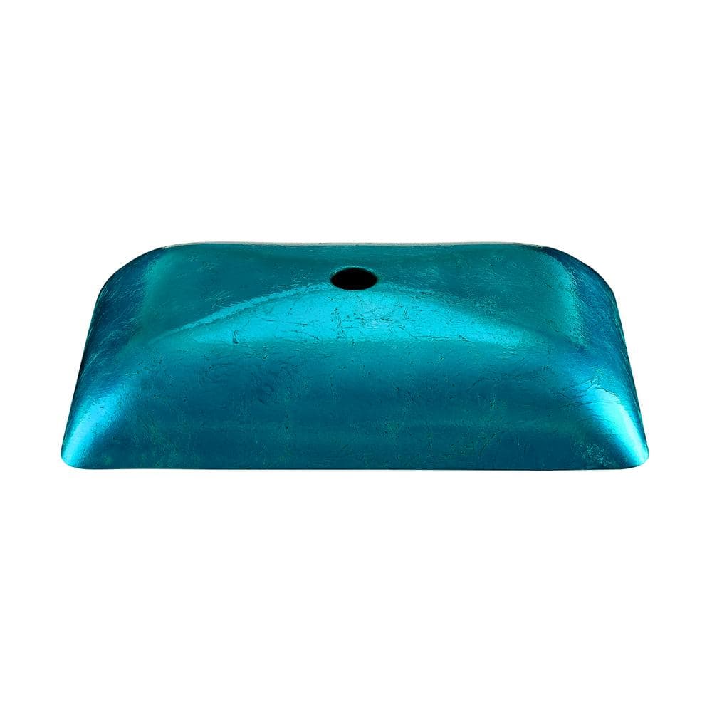 Cascade Ocean Blue Rectangular Glass Vessel Sink with Faucet