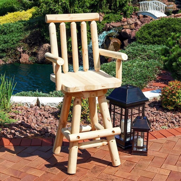 Sunnydaze Rustic 29.5 in. Unfinished Wood Log Style Bar Stool DSL