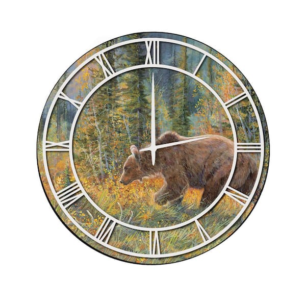 Unbranded "The Grizzly Walk" Full Coverage Art and White Numbers Imaged Wall Clock