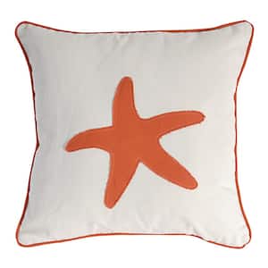 Starfish Orange 18 in. x 18 in. Throw Pillow