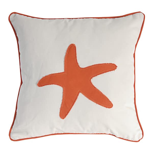 A & B Home Starfish Orange 18 in. x 18 in. Throw Pillow