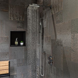 1-Spray Dual Showerhead and Handheld Showerhead with Temperature Control in Polished Chrome