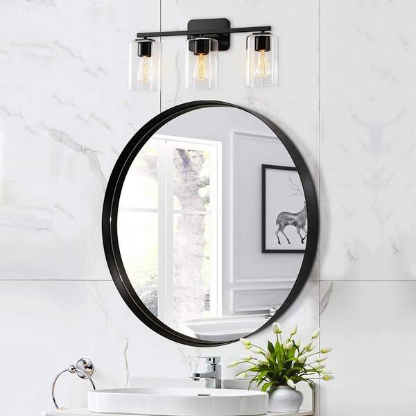 KAWOTI 21 in. 3-Light Black Clemmon Vanity Light with Square KAWOTI 21 in. 3-Light Black Clemmon Vanity Light with Square